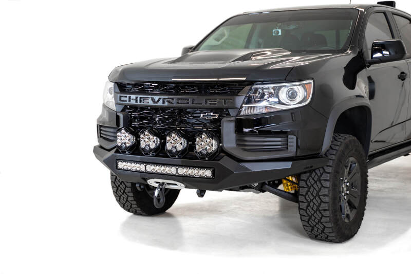 Chevrolet Colorado ZR2 Bumper - Front - Addictive Desert Designs - Stealth Fighter - Hammer Black with Satin Black panels - `21-`27